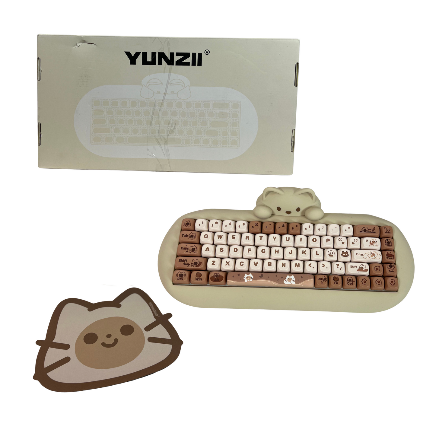 C68 Wireless Mechanical Keyboard, 65% Gaming Keyboard, Tri-Mode, RGB Backlit, Cute Cat Design