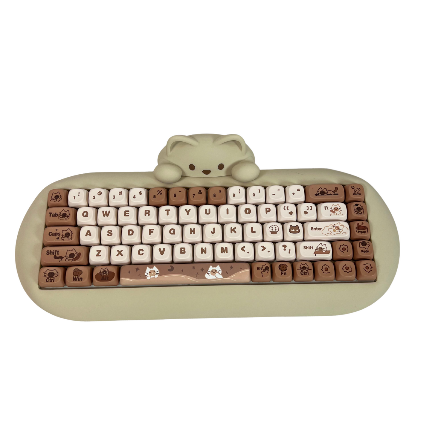 C68 Wireless Mechanical Keyboard, 65% Gaming Keyboard, Tri-Mode, RGB Backlit, Cute Cat Design