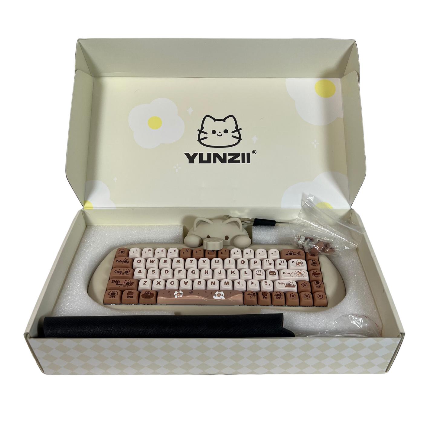 C68 Wireless Mechanical Keyboard, 65% Gaming Keyboard, Tri-Mode, RGB Backlit, Cute Cat Design