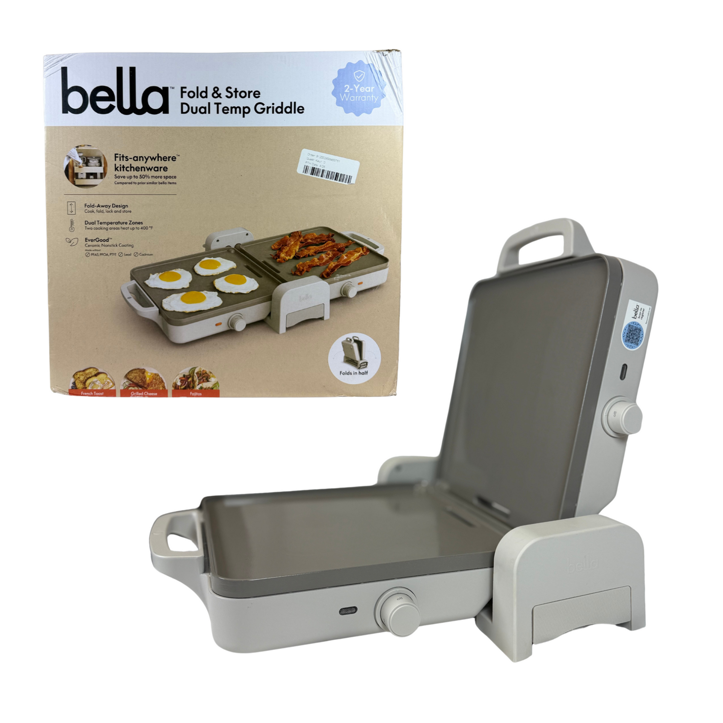 10" x 20" Folding Ceramic Griddle with Dual Temp Zones – Nonstick, Compact & Easy to Store