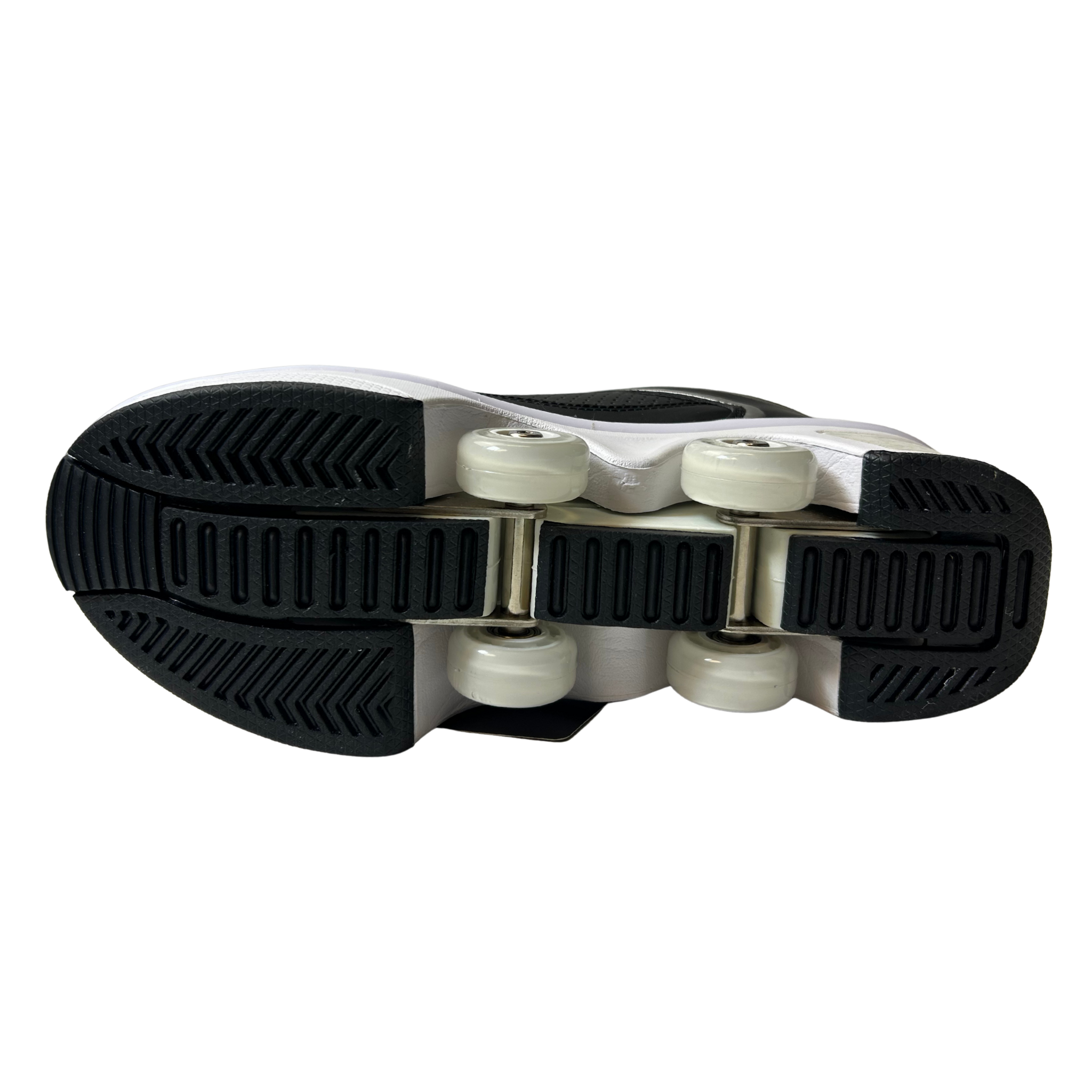 2-in-1 Retractable Wheel Roller Shoes – Unisex Walking & Skating Sneakers – Size EUR 39 (26 cm) – Black