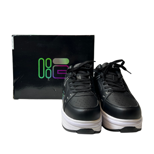 2-in-1 Retractable Wheel Roller Shoes – Unisex Walking & Skating Sneakers – Size EUR 39 (26 cm) – Black