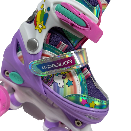 4-Pejiijar Rainbow Unicorn Kids Roller Skates – Adjustable, Luminous Wheels S (Ages 5-8)