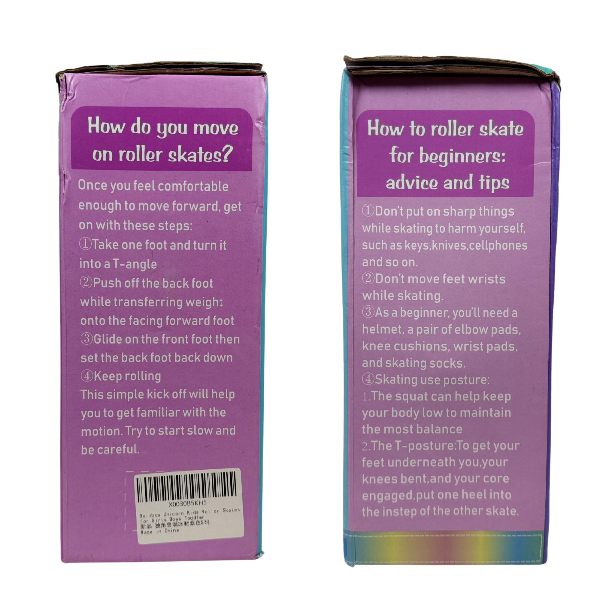 4-Pejiijar Rainbow Unicorn Kids Roller Skates – Adjustable, Luminous Wheels S (Ages 5-8)