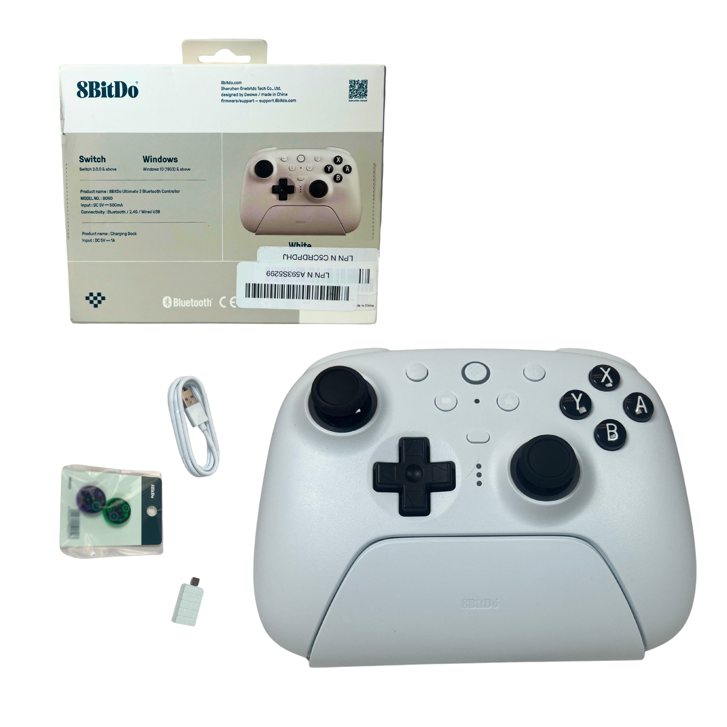 Wireless Bluetooth Game Controller – Ultimate 2 with TMR Joysticks, Motion Control, Vibration & Charging Dock for Switch and Windows PC