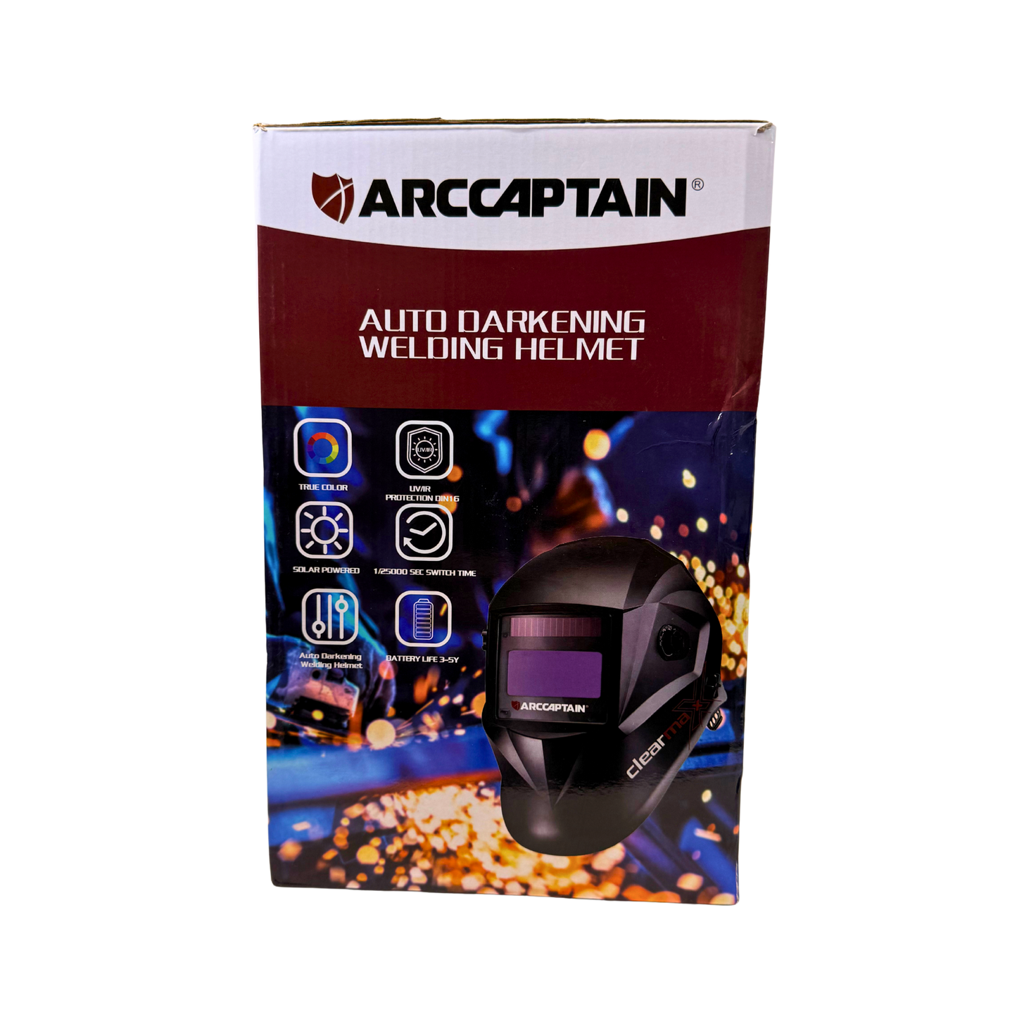 Auto-Darkening Welding Helmet with True Color Lens & 4 Arc Sensors