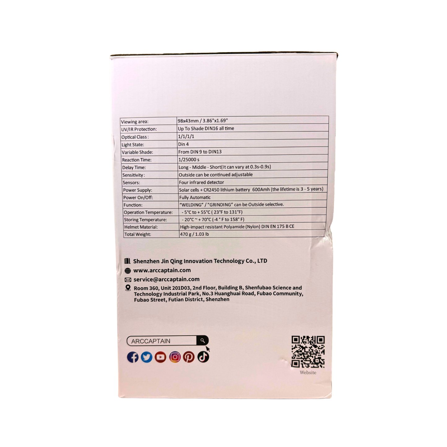 Auto-Darkening Welding Helmet with True Color Lens & 4 Arc Sensors