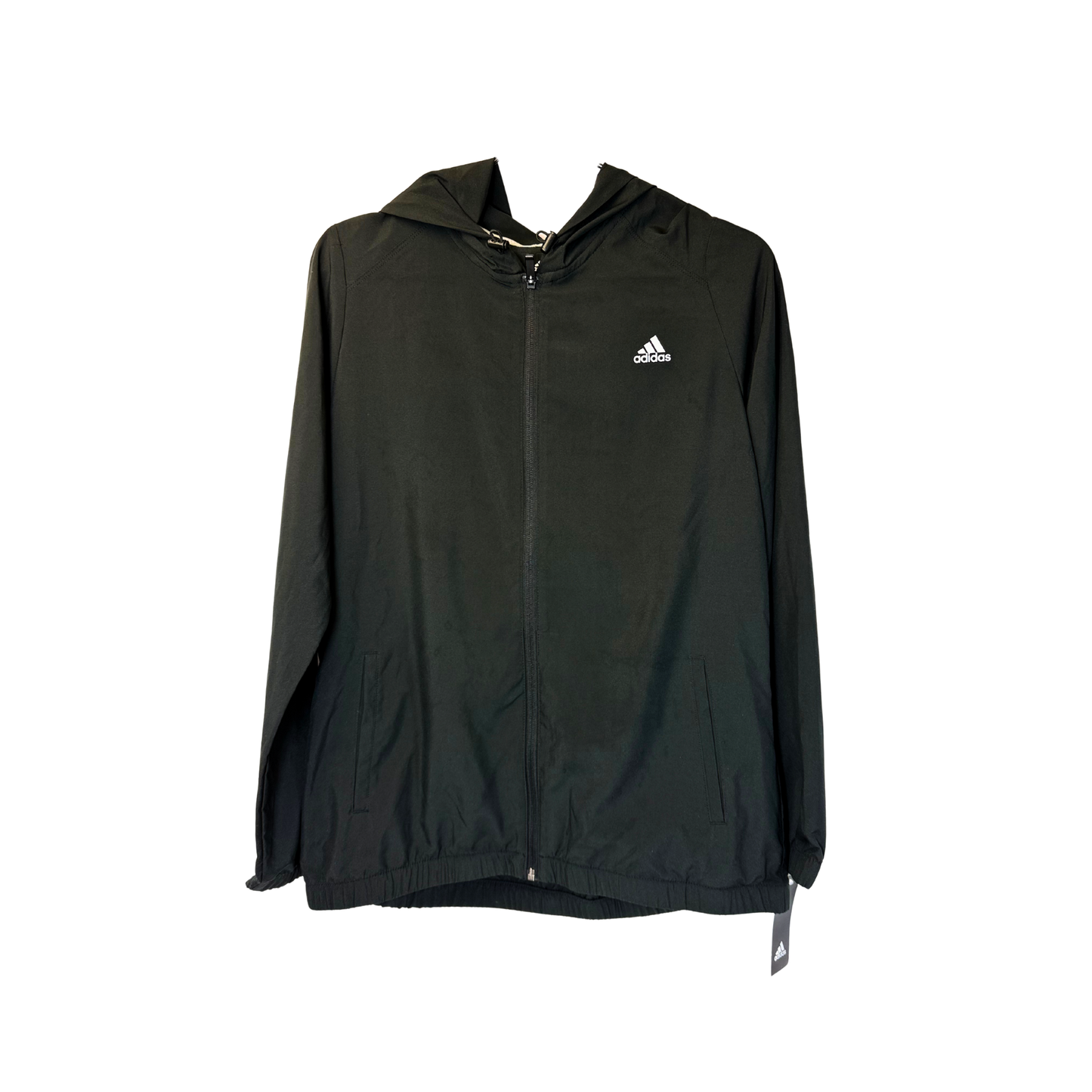 Black Woven Wind Jacket with Hood – Unisex Golf Outerwear, Size Medium, 100% Polyester