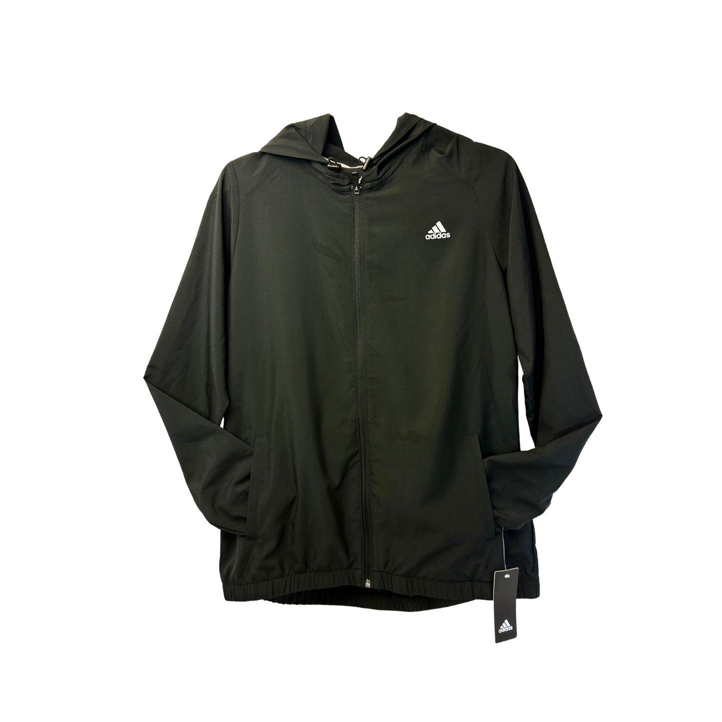 Black Woven Wind Jacket with Hood – Unisex Golf Outerwear, Size Medium, 100% Polyester