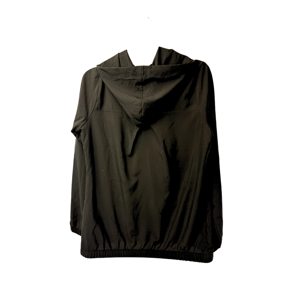 Black Woven Wind Jacket with Hood – Unisex Golf Outerwear, Size Medium, 100% Polyester