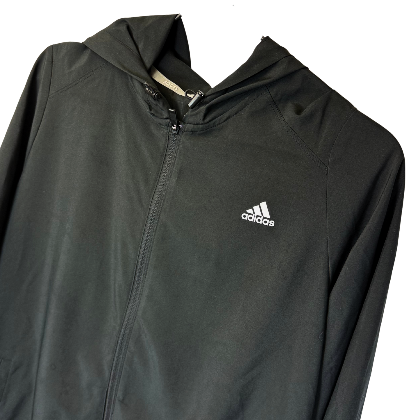 Black Woven Wind Jacket with Hood – Unisex Golf Outerwear, Size Medium, 100% Polyester