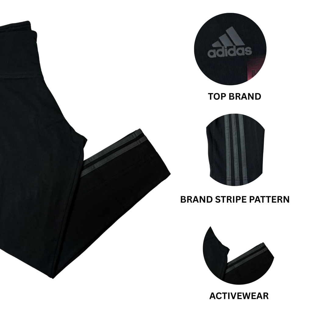 Women’s Black Leggings with Dark Gray Stripes