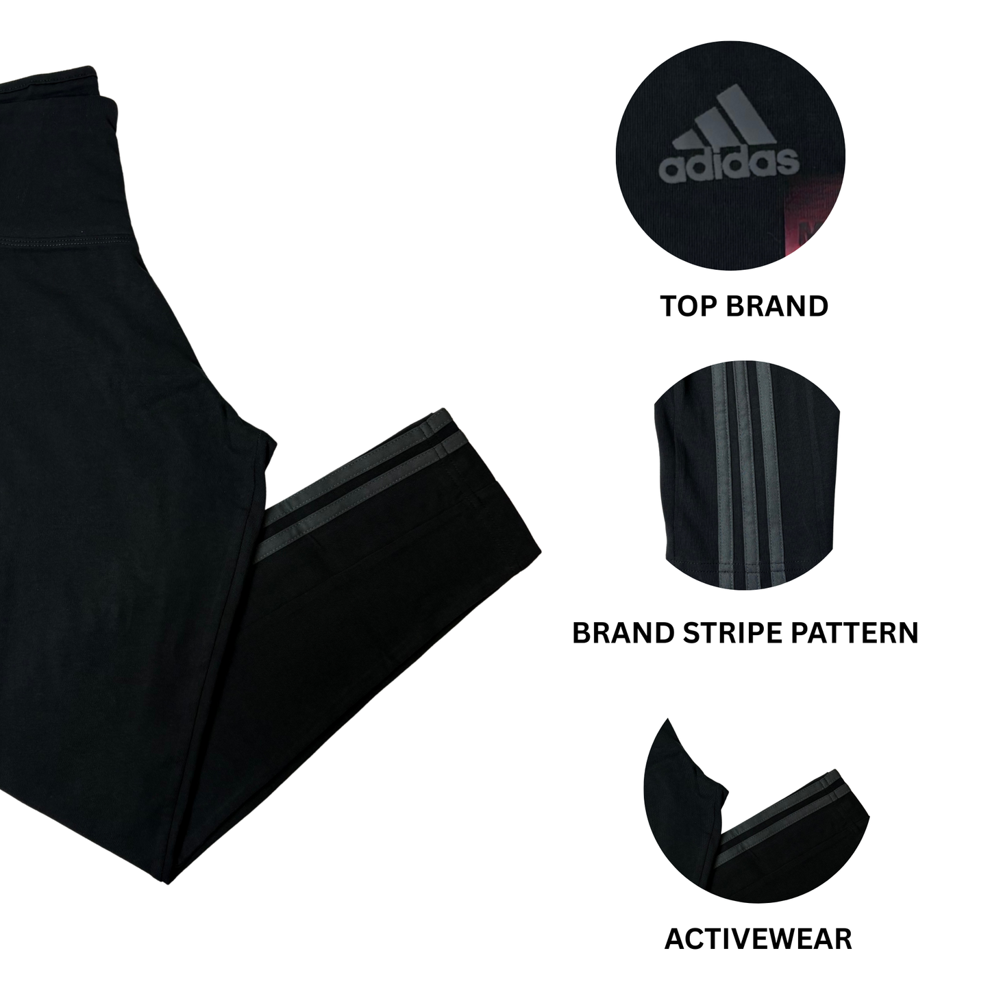 Women’s Black Leggings with Dark Gray Stripes