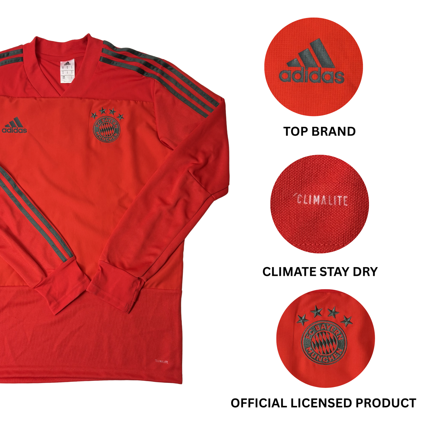 Men’s Red FC Bayern Munich Long Sleeve Shirt – Size M