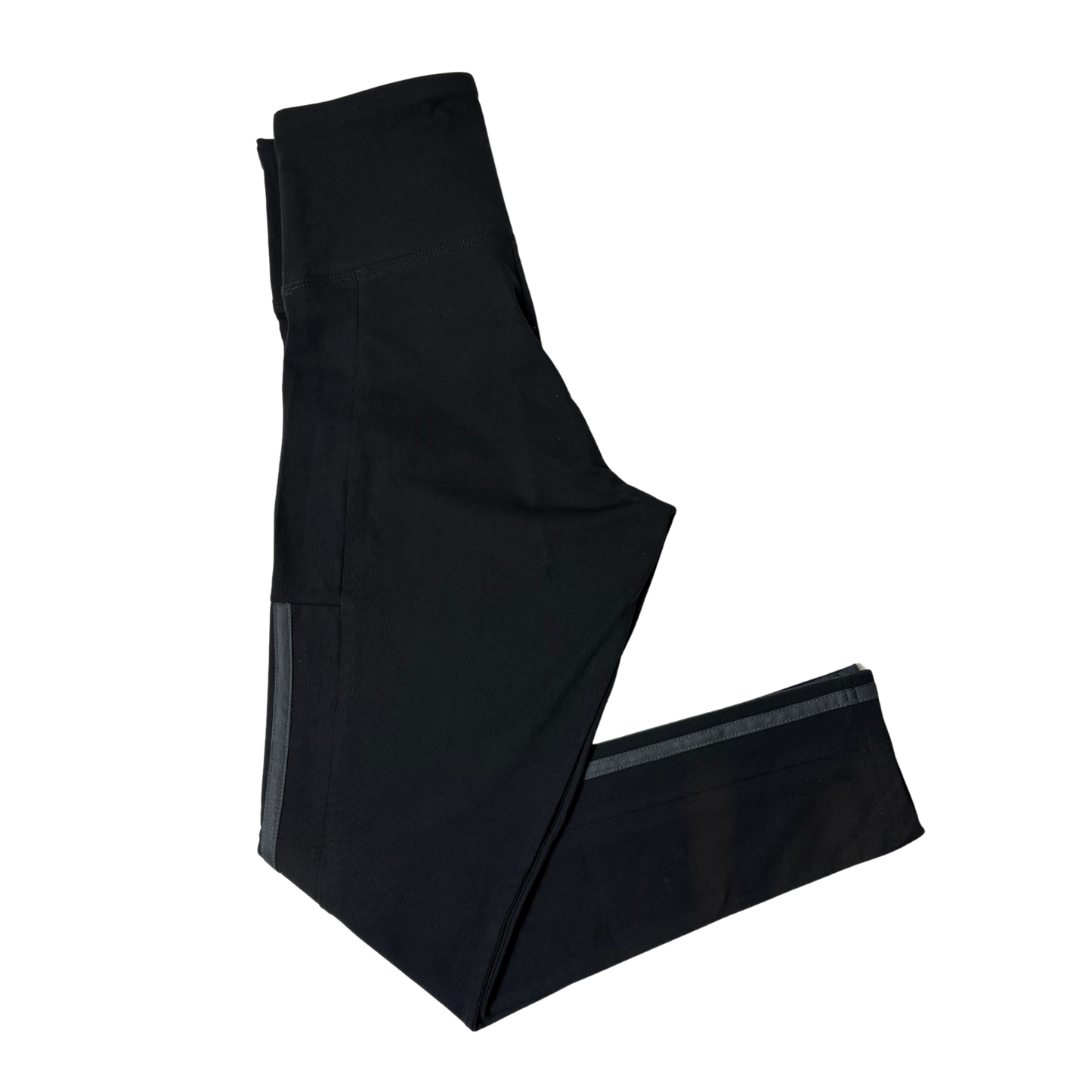 Women’s Black Leggings with Dark Gray Stripes