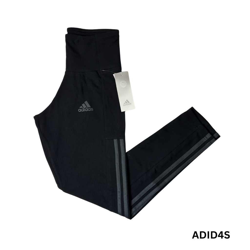 Women’s Black Leggings with Dark Gray Stripes