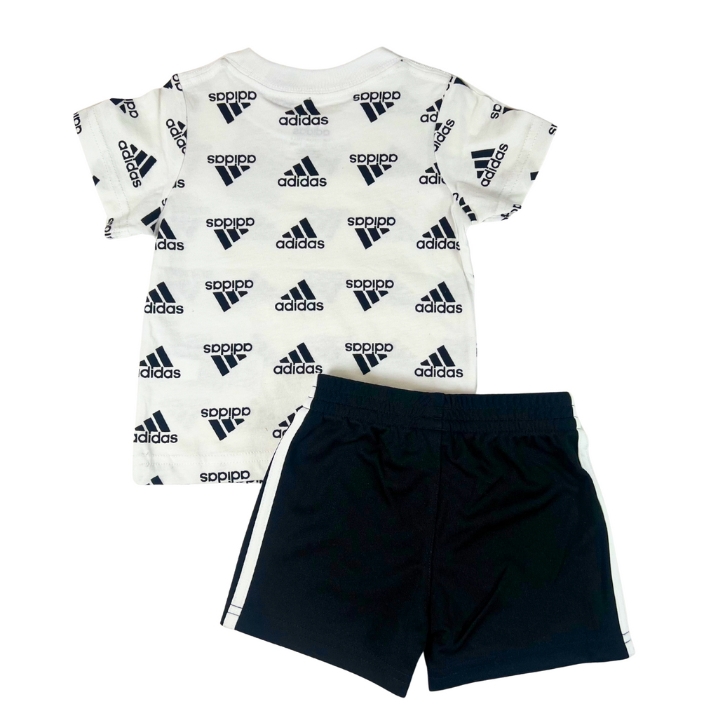 Baby Boys' 2-Piece White Logo Tee & Black Shorts Set – 3M