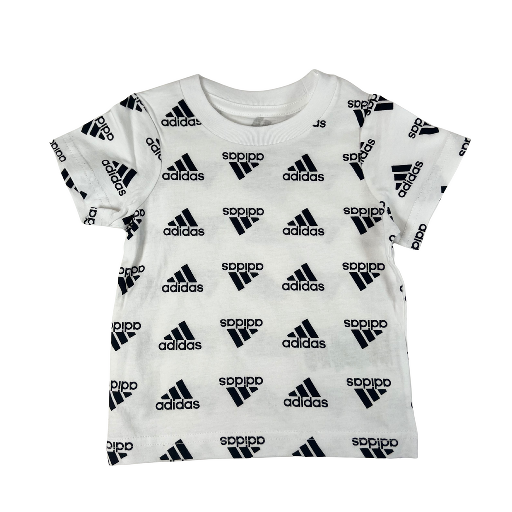 Baby Boys' 2-Piece White Logo Tee & Black Shorts Set – 3M