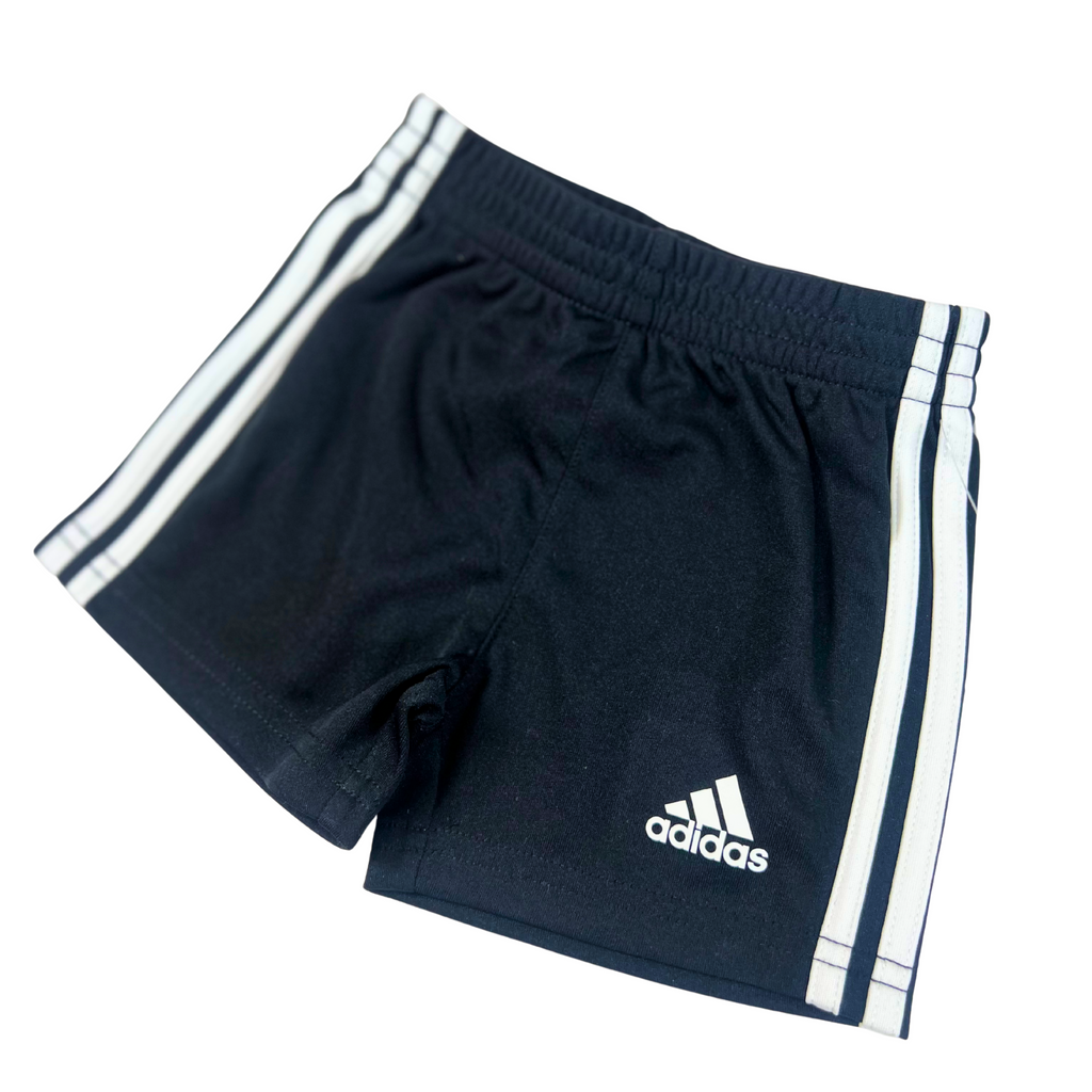 Baby Boys' 2-Piece White Logo Tee & Black Shorts Set – 3M