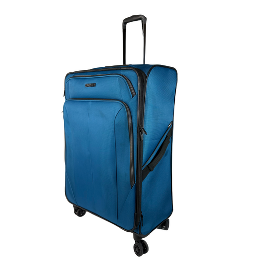 Softside Large Checked Spinner Suitcase – Blue