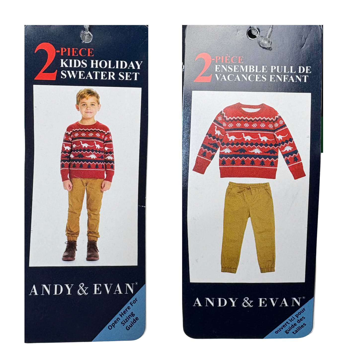 Boys Red and Brown 2-Piece Holiday Sweater Set - Size 8