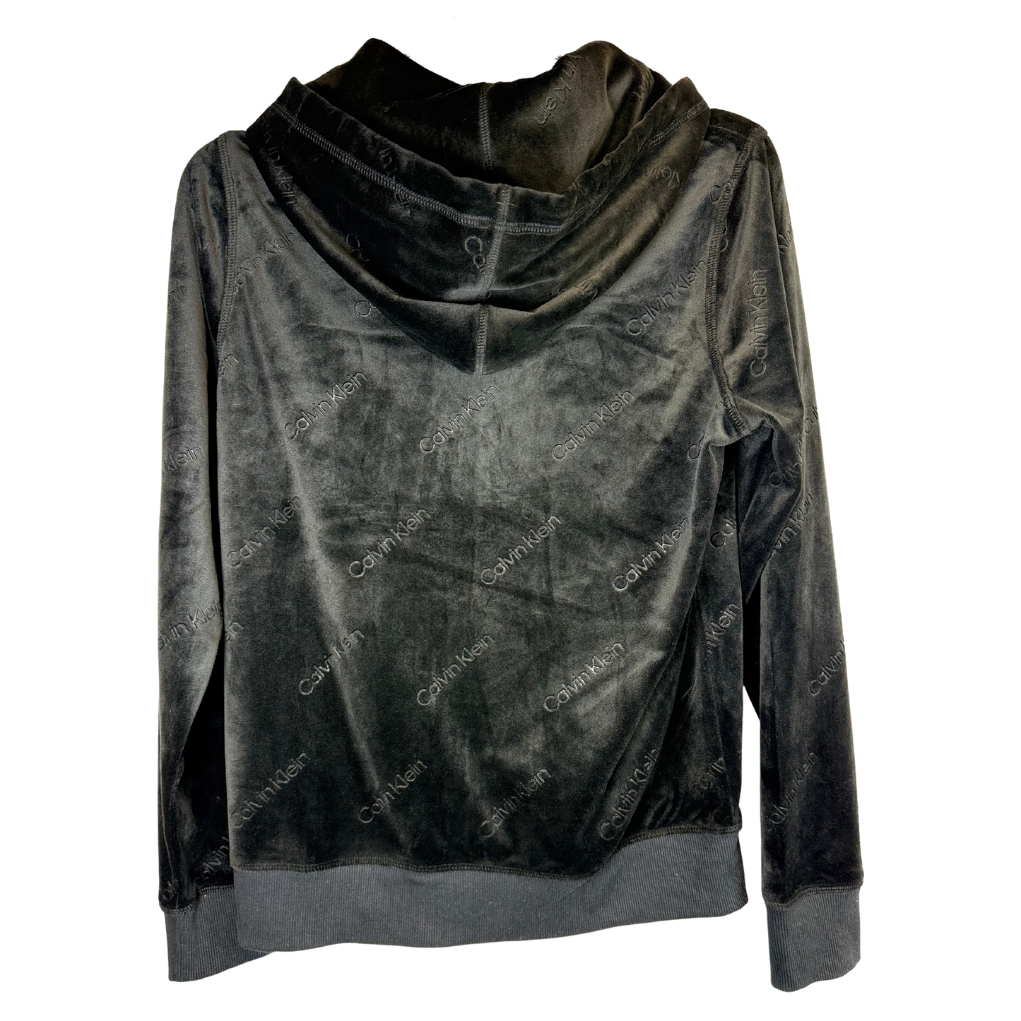 Women's Zip-Up Hoodie Size M with Embossed Logo & Pockets – Stretchy Polyester Blend