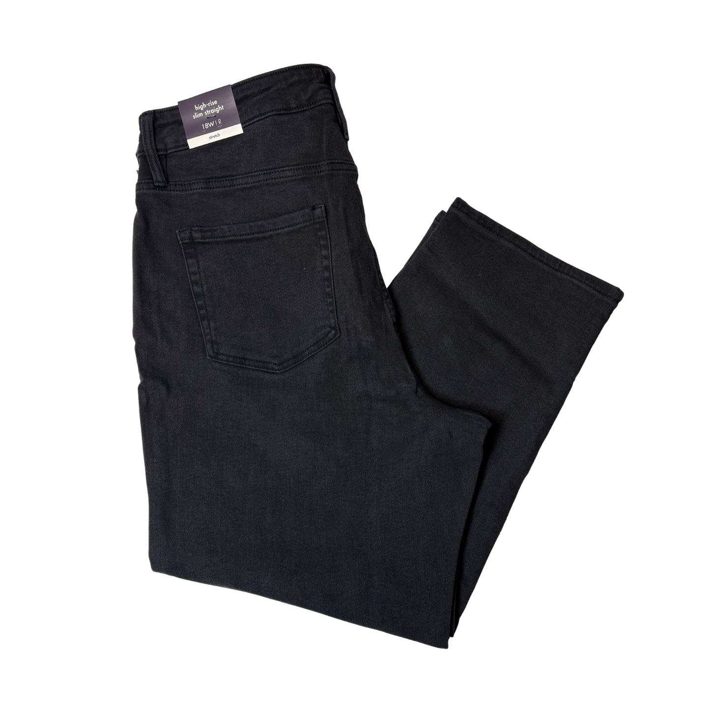 Women's Black Wash High-Rise Slim Straight - 18W