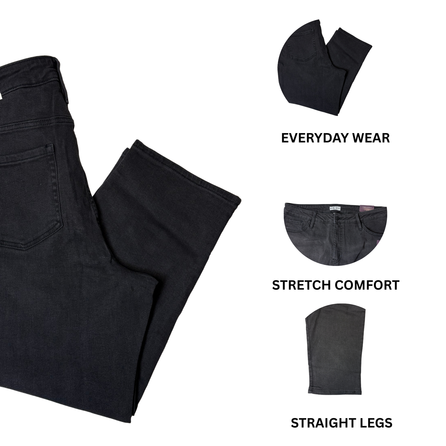 Women's Black Wash High-Rise Slim Straight - 18W