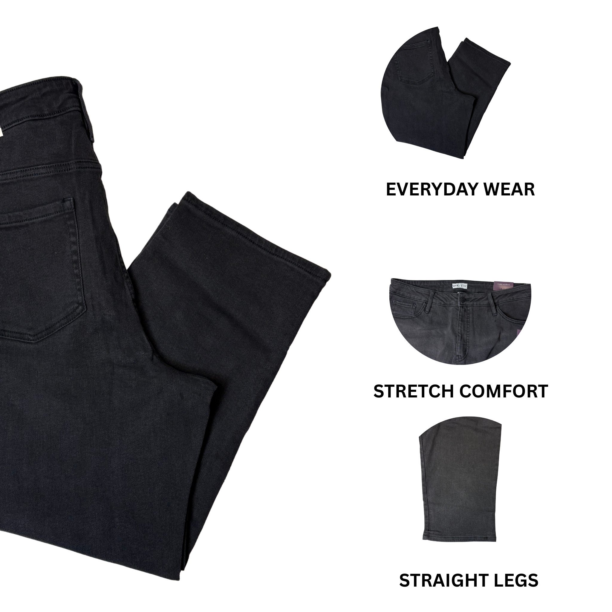Women's Black Wash High-Rise Slim Straight - 18W