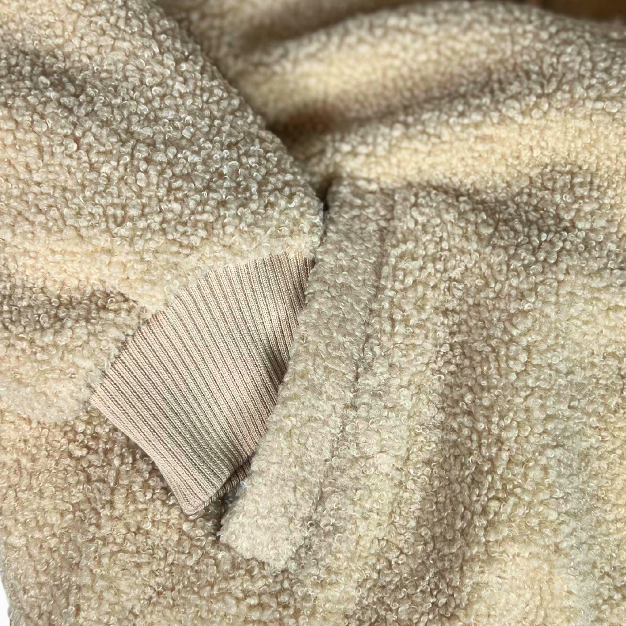 Avec Les Filles Faux Fur Sherpa Fleece Bomber Jacket, Beige, Size Small