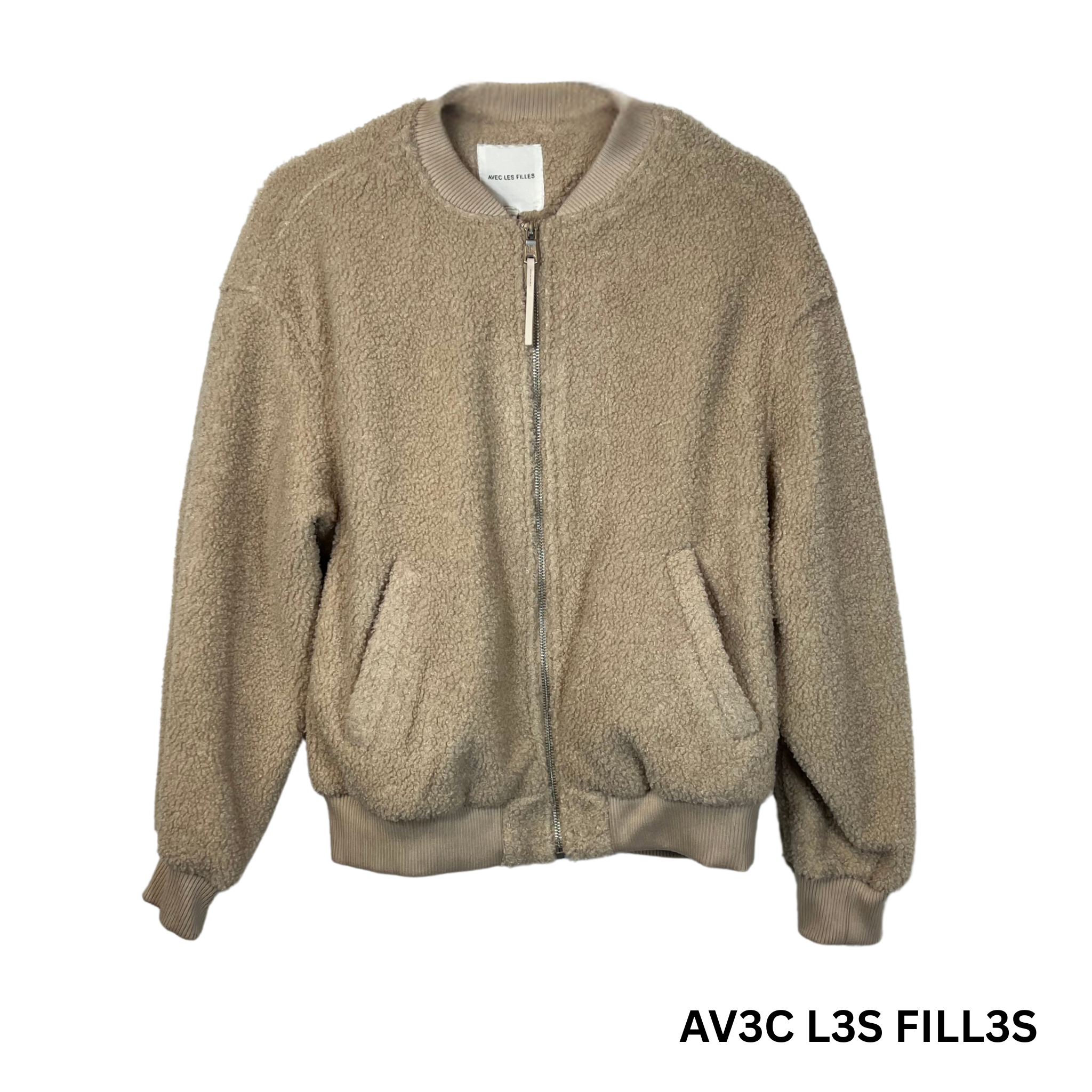 Avec Les Filles Faux Fur Sherpa Fleece Bomber Jacket, Beige, Size Small