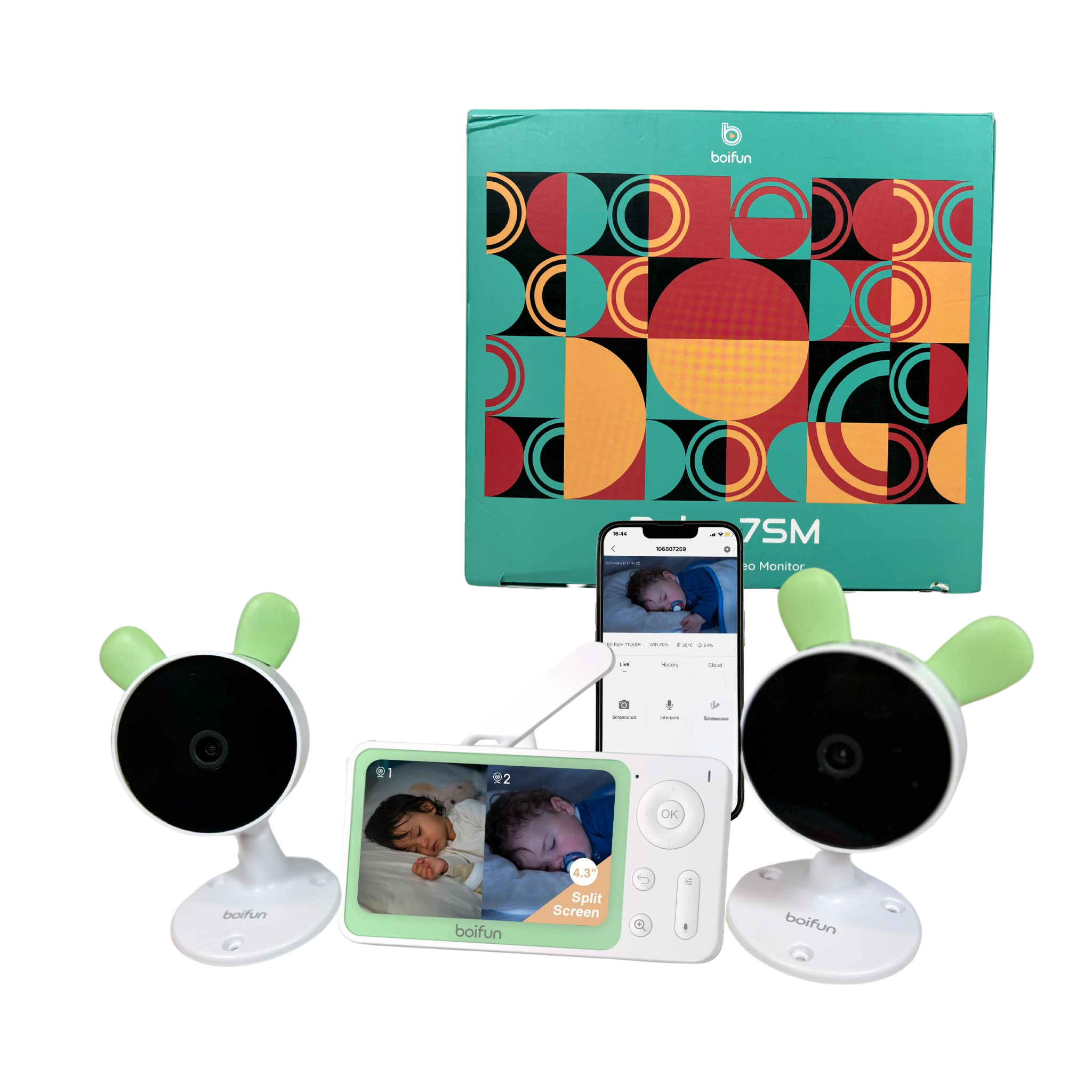 4.3" 1080P Baby Monitor – 2 Cameras, WiFi & LCD, Split Screen, Night Vision