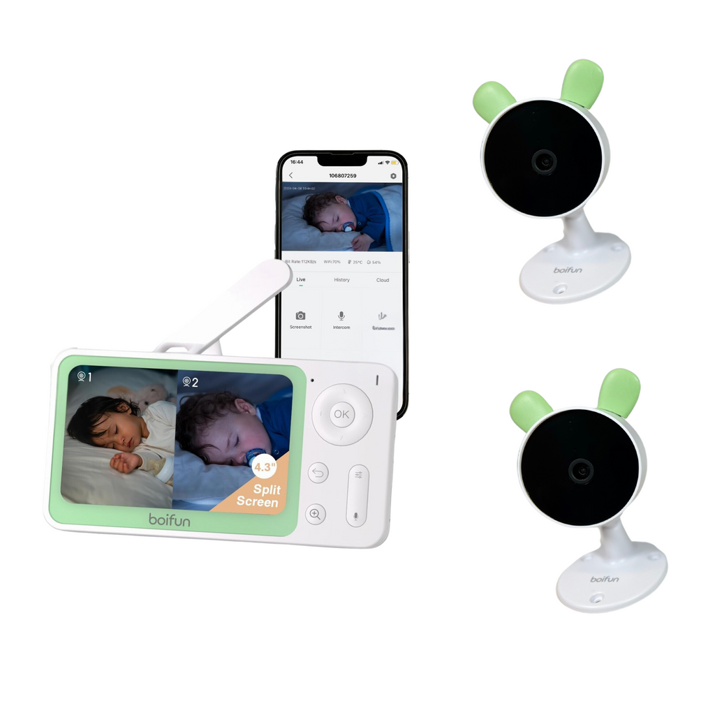 4.3" 1080P Baby Monitor – 2 Cameras, WiFi & LCD, Split Screen, Night Vision