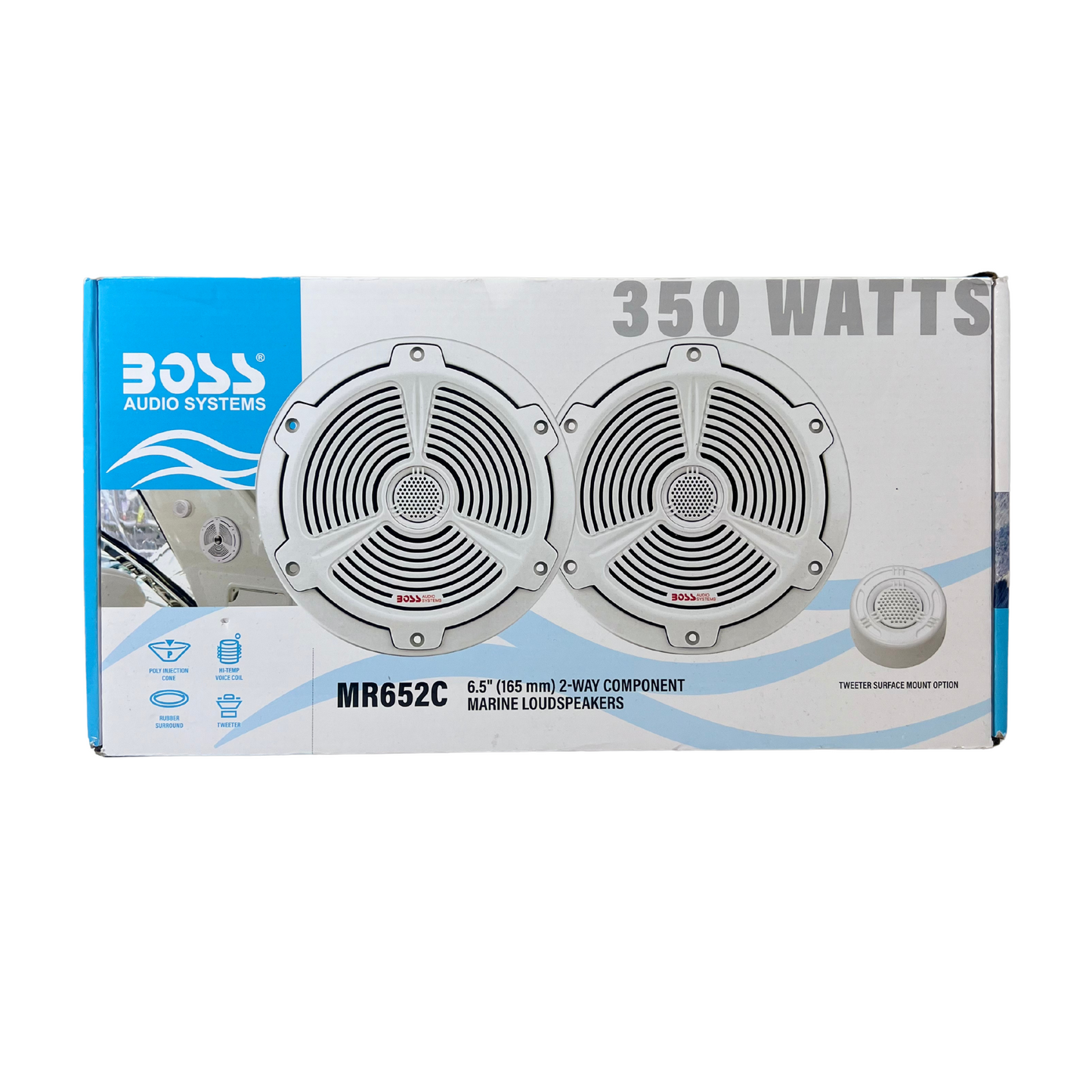 MR652C 6.5" Marine Speakers - Weatherproof, 350W Max, 2-Way Coaxial