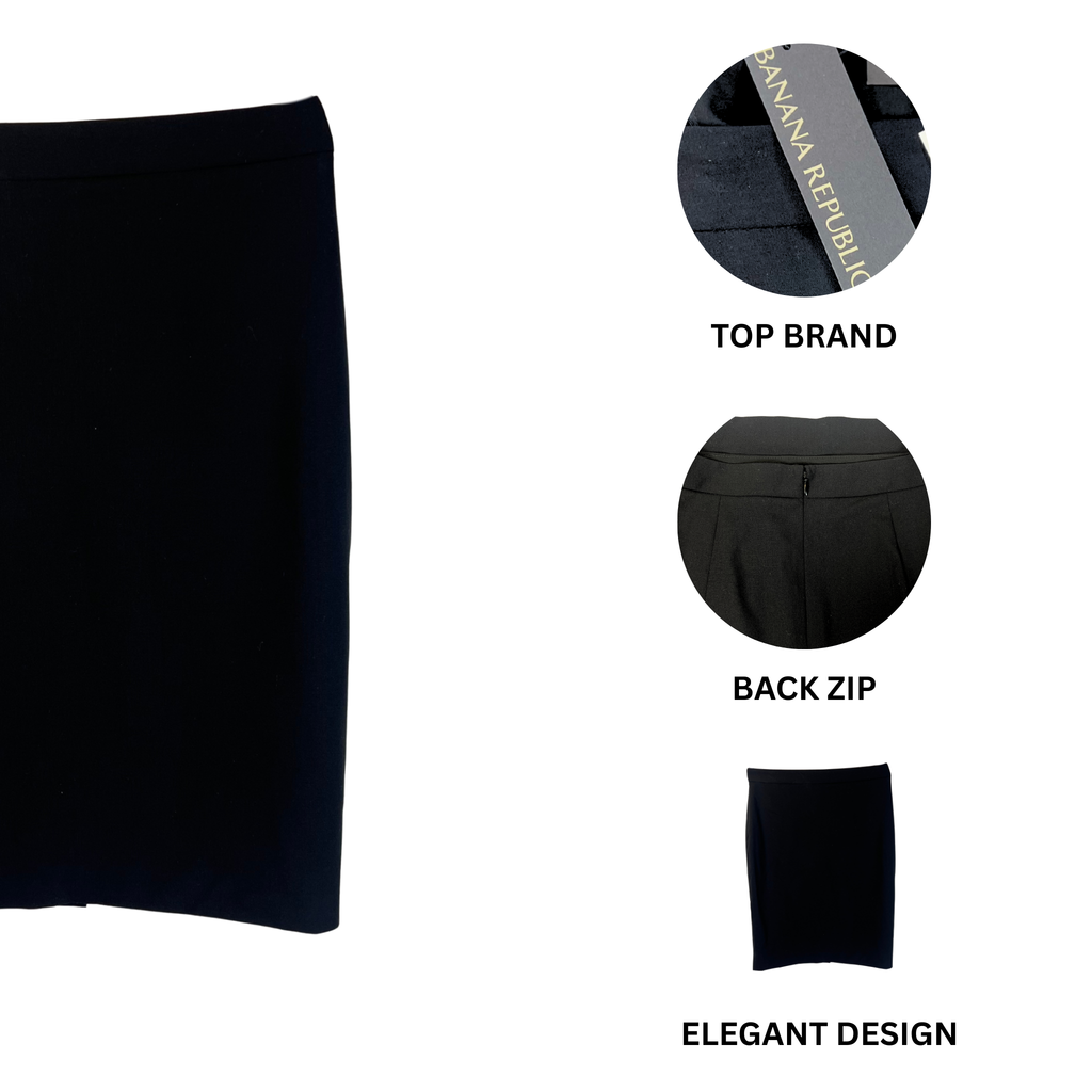 BR Black Wool Blend Skirt Size 4 – Elegant Office & Casual Wear