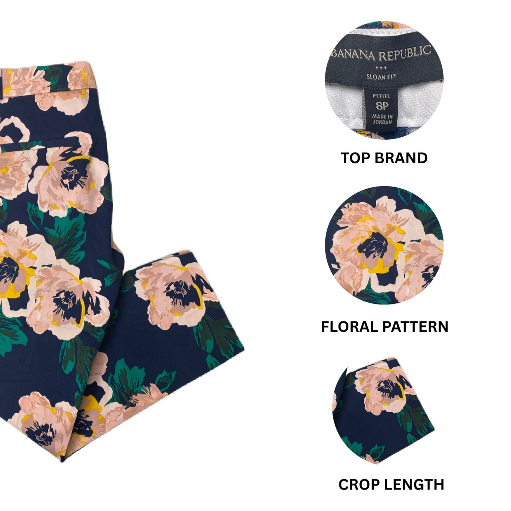 BR Women's Floral Mid Rise Sloan Crop Length Pants - 8P