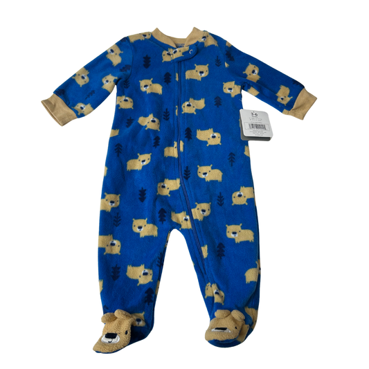 Baby Fleece Footie Pyjama – Blue – Size 3–6 Months