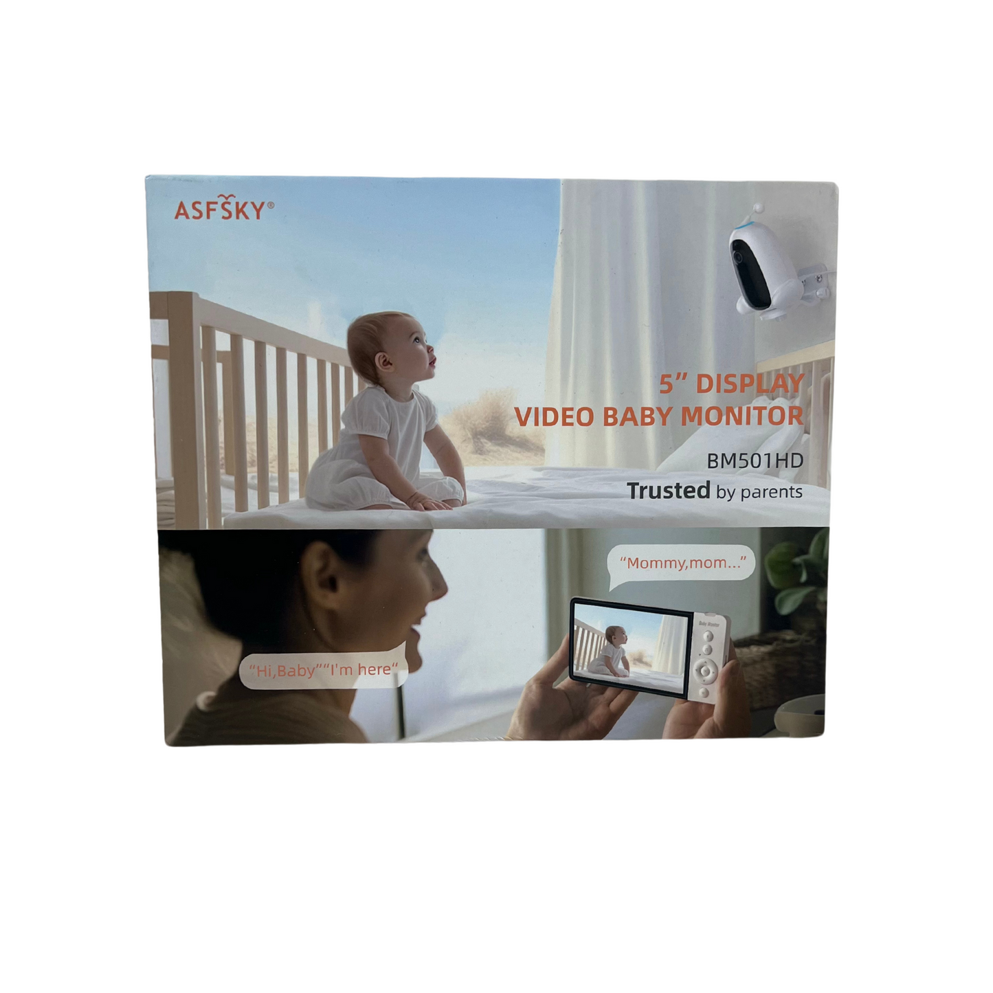 Baby Monitor No WiFi, 5" HD Screen with Camera & Audio, Room Temp Sensor, 2-Way Audio, Night Vision, Lullabies