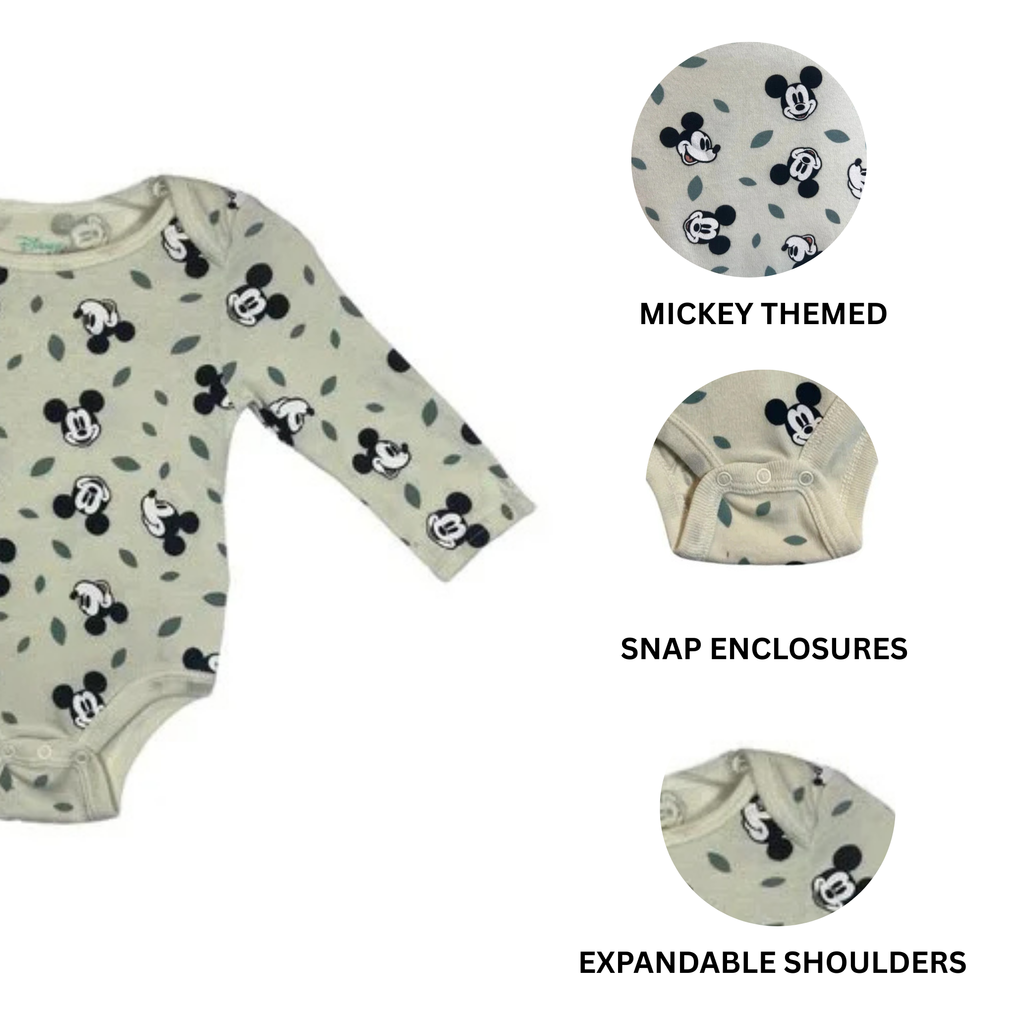 Baby Unisex Mickey Mouse One-Piece – Size 6–9M