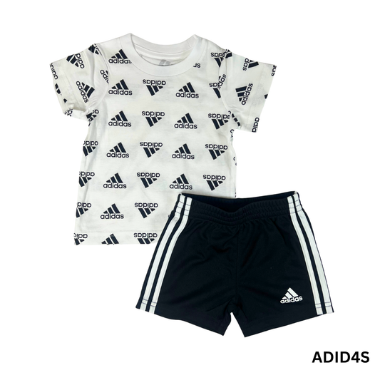 Baby Boys' 2-Piece White Logo Tee & Black Shorts Set – 3M