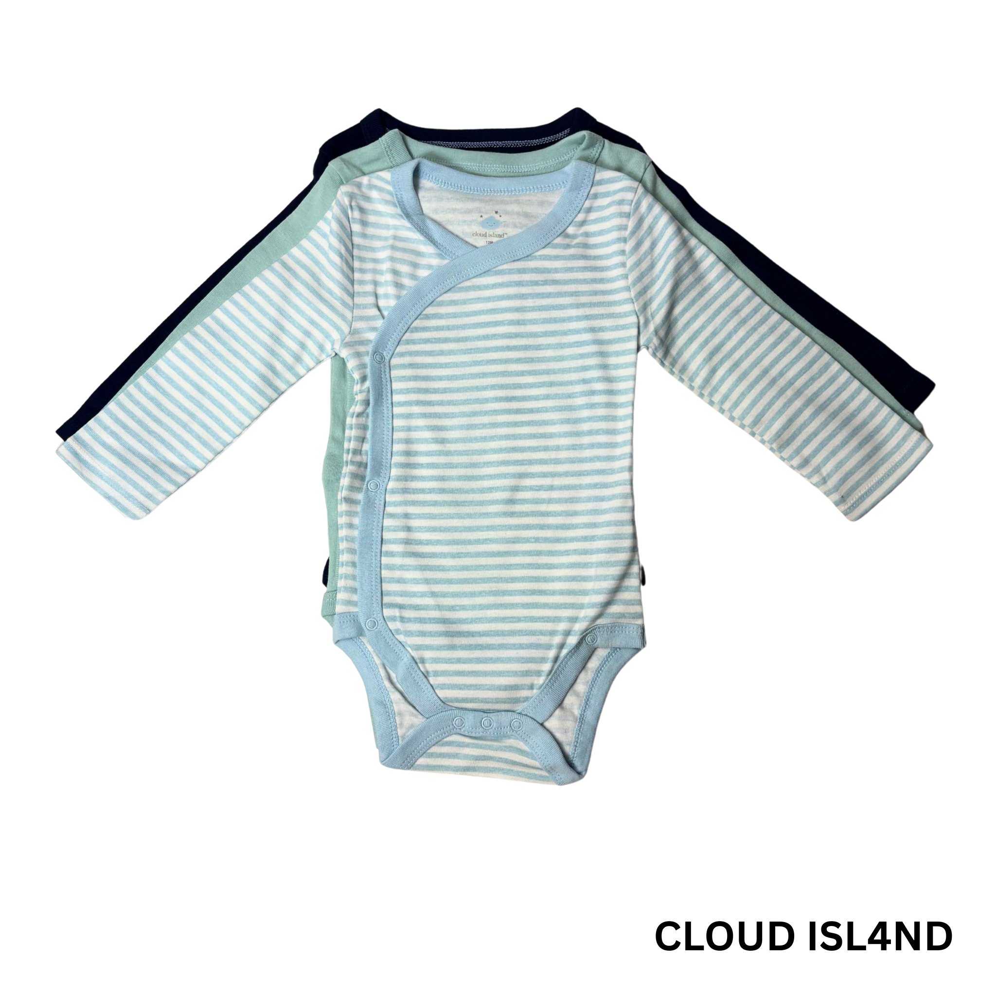 Baby Boys 3-Pack Long Sleeve Legless One-Pieces – Size 12M