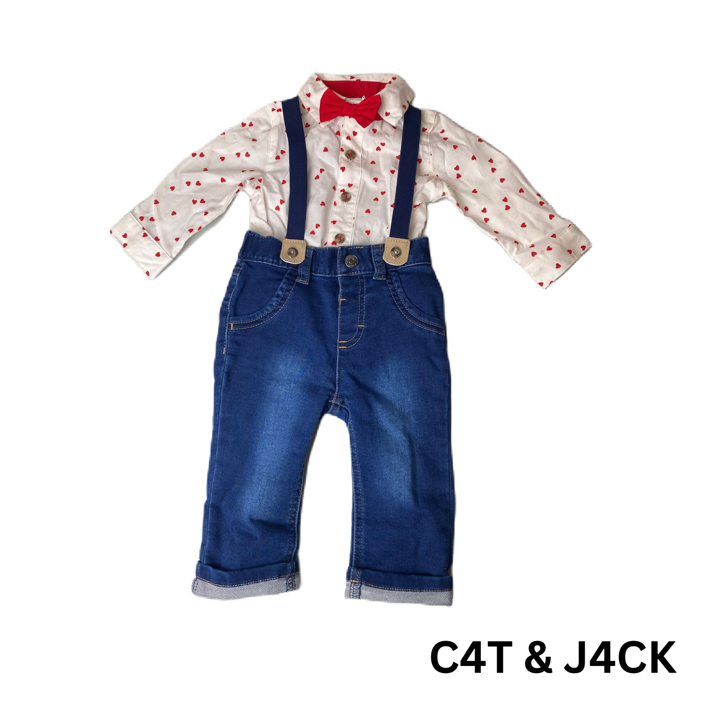 Baby Boys 3-Piece Heart Suspender Set - 3-6M