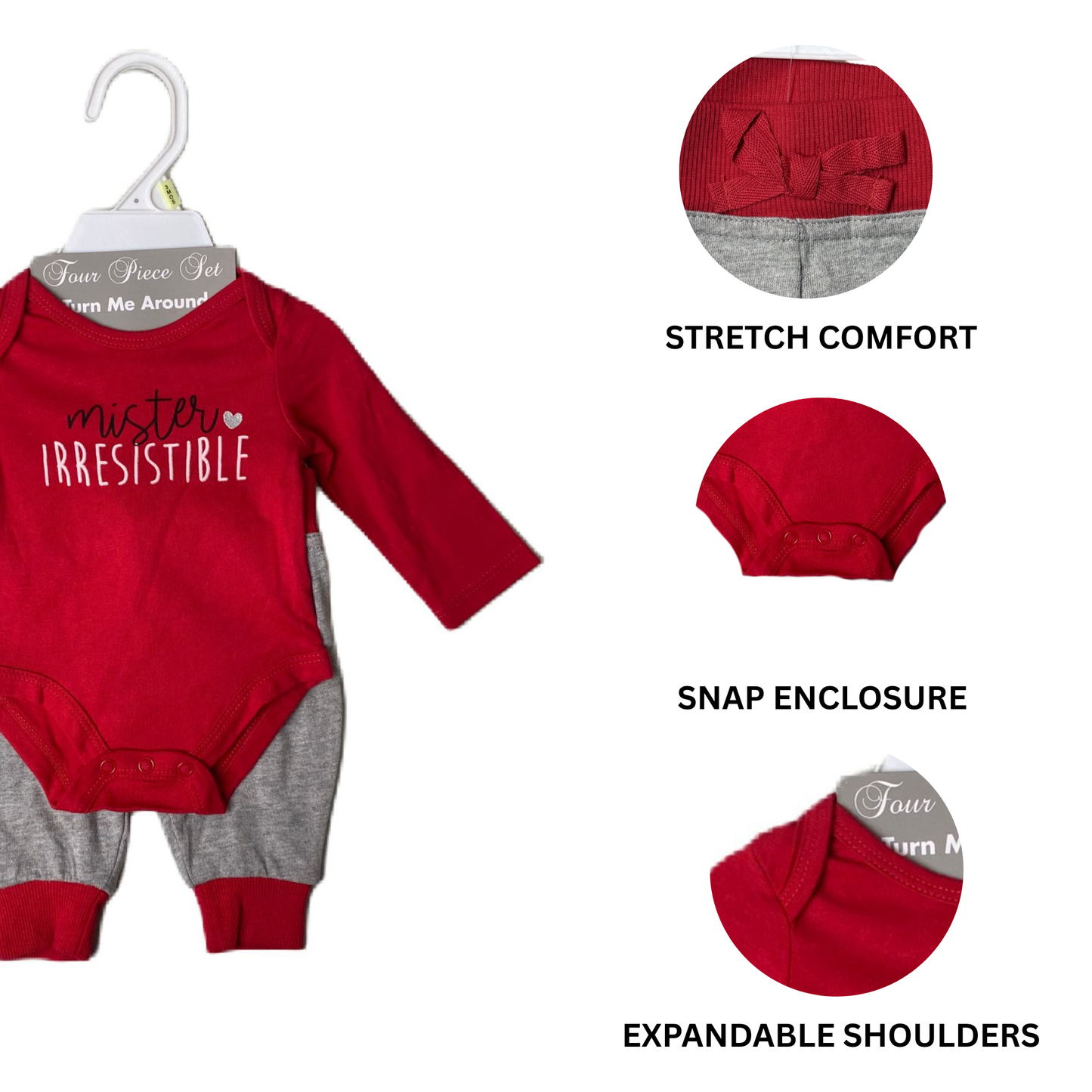 Baby Boys Red and Grey 4-Piece Set - 3M