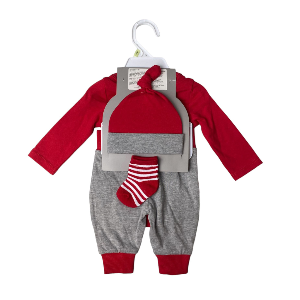 Baby Boys Red and Grey 4-Piece Set - 3M