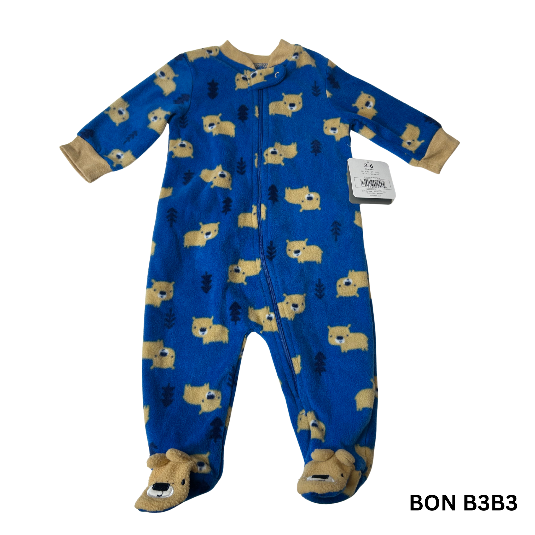 Baby Fleece Footie Pajama – Blue – Size 3–6 Months