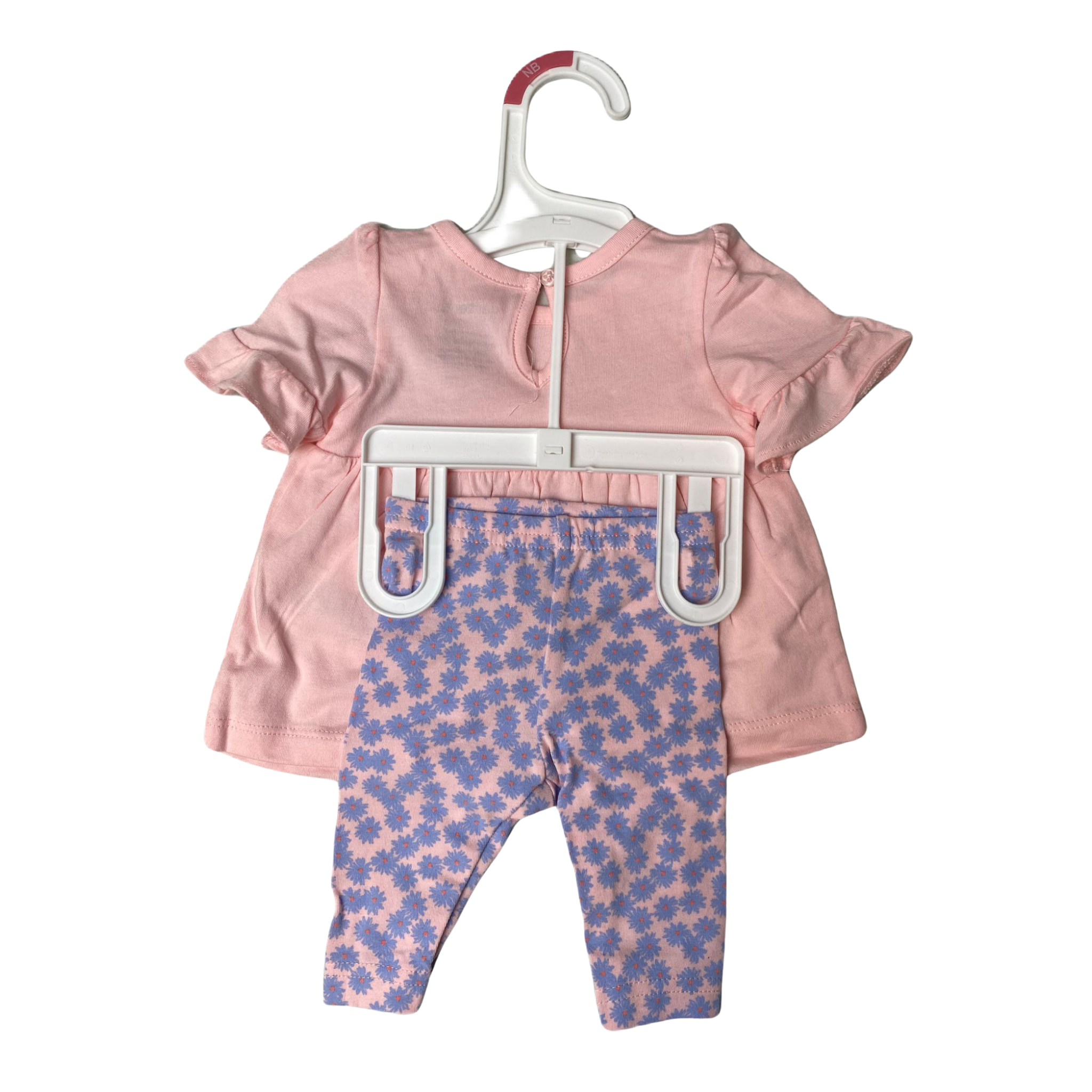 Baby Girls Pink and Blue Bunny 2-Piece Set - NB