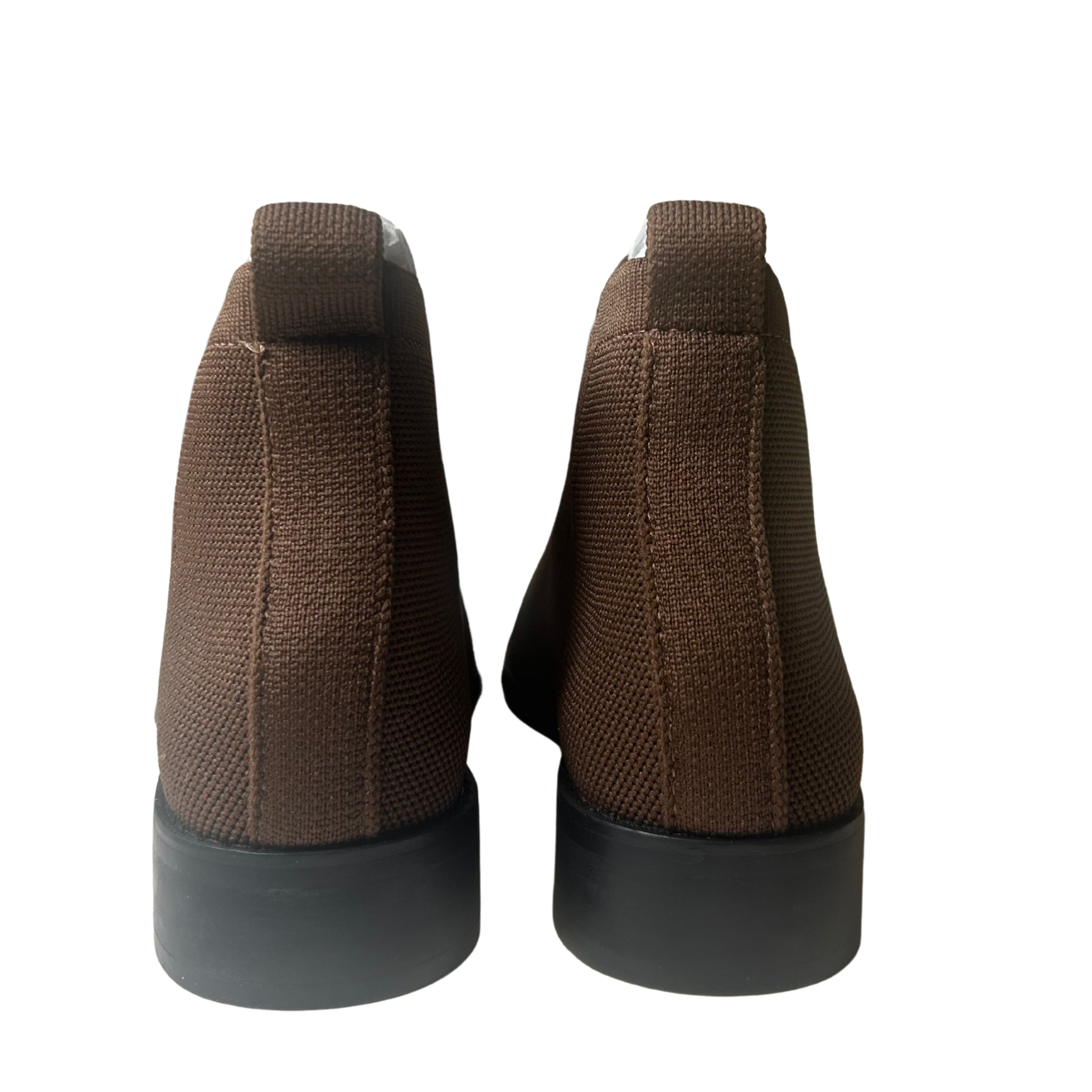 Women’s Knit Sock Ankle Boots – Brown, Size 8