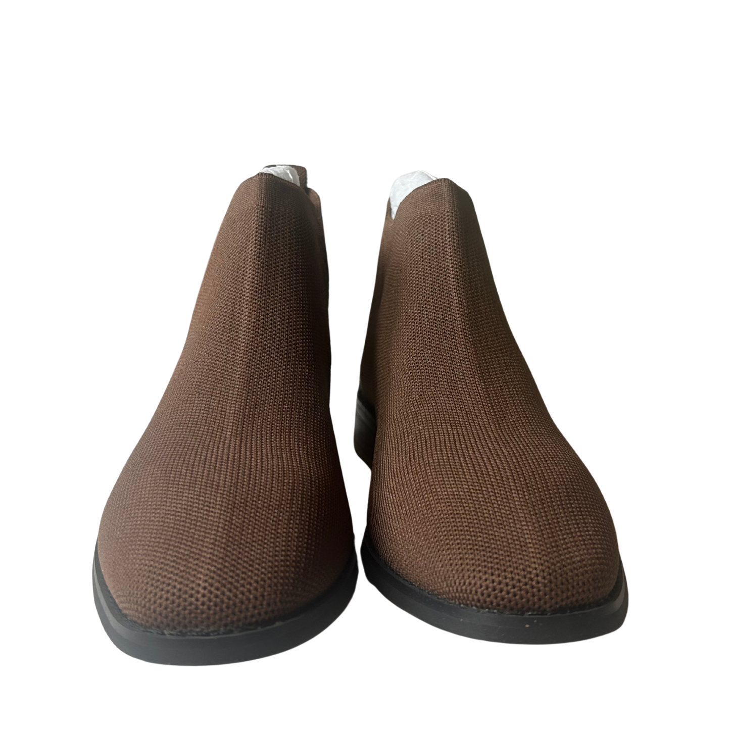 Women’s Knit Sock Ankle Boots – Brown, Size 8