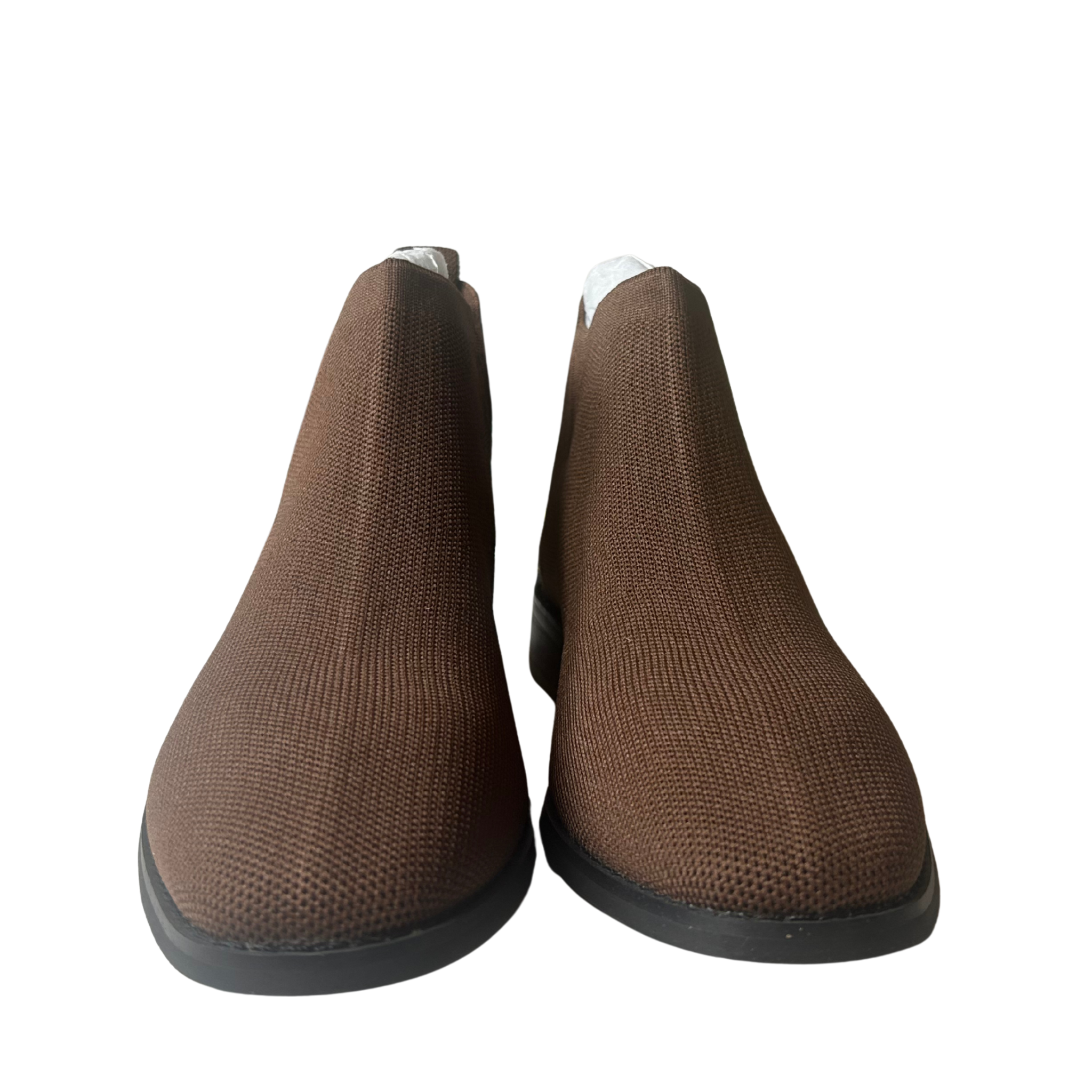 Women’s Knit Sock Ankle Boots – Brown, Size 8