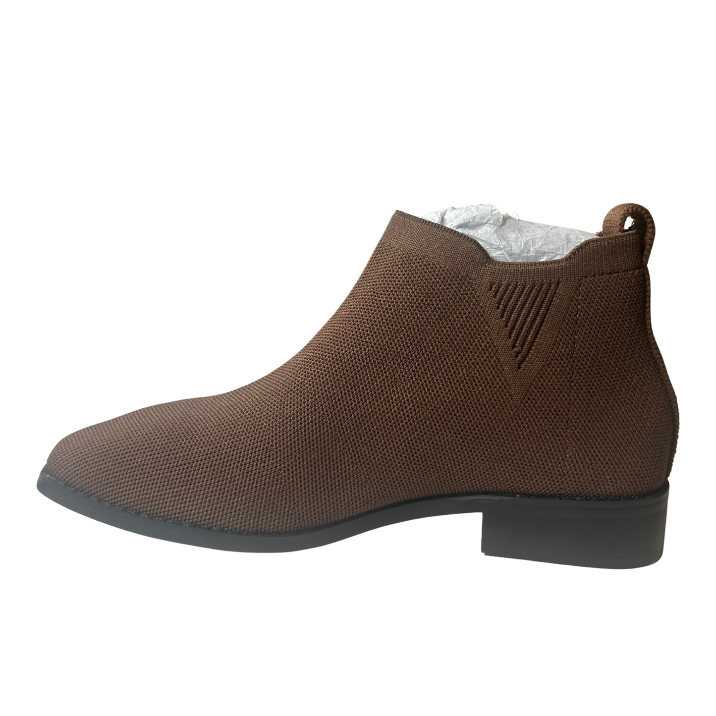 Women’s Knit Sock Ankle Boots – Brown, Size 8